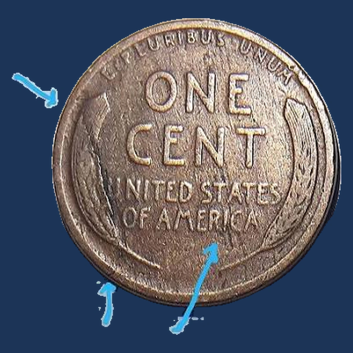 1929 Lincoln Cent (Wheat Reverse): Die Crack