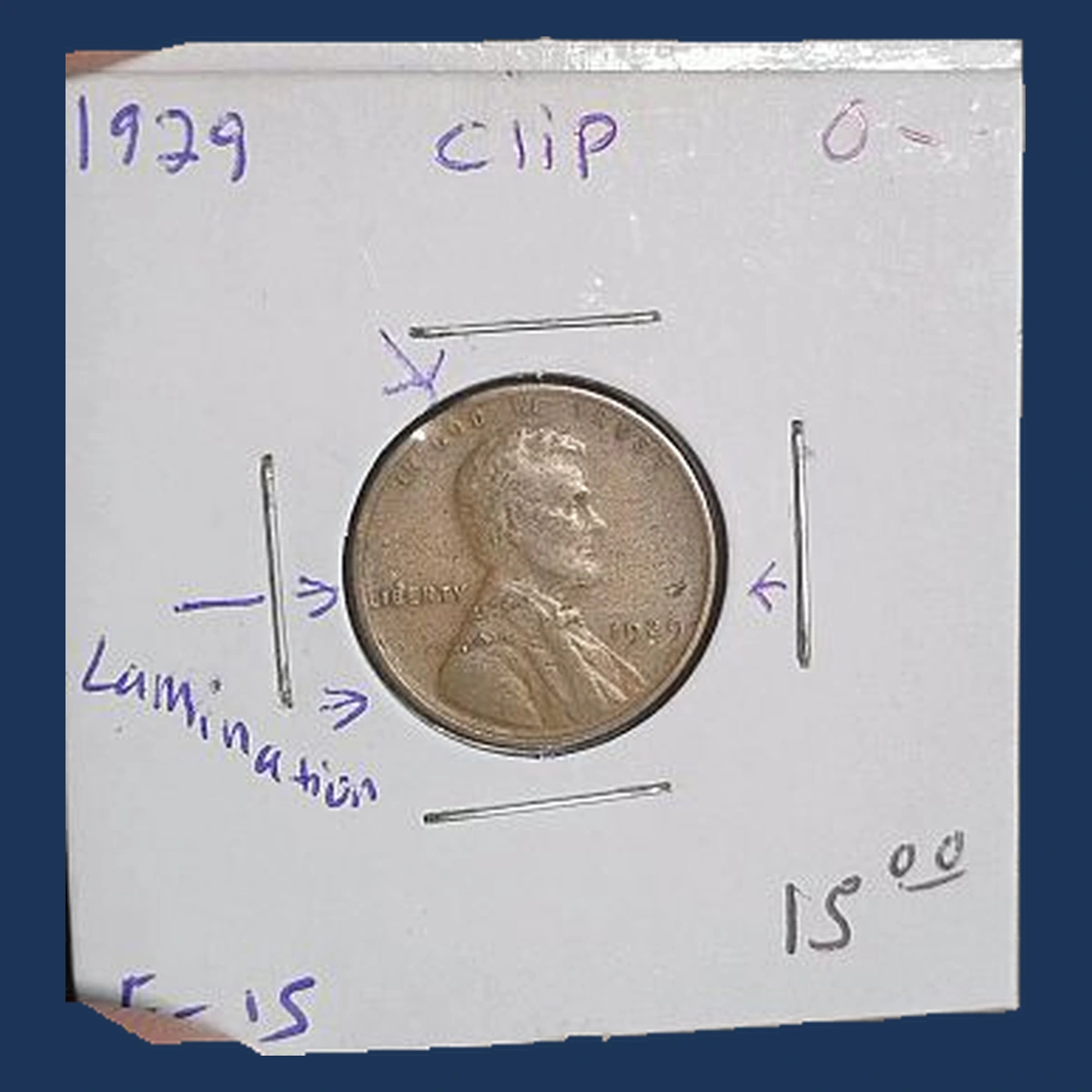 1929 Lincoln Cent (Wheat Reverse): Clipped Planchet