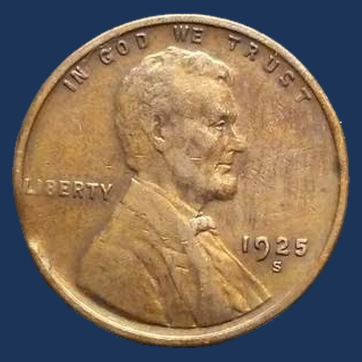 1925 Lincoln Cent (Wheat Reverse): curved clip