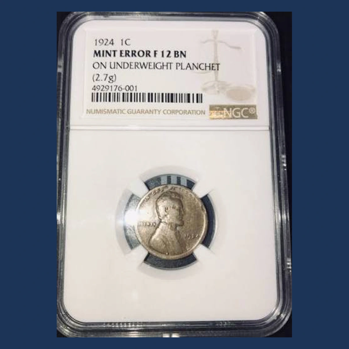 1924 Wheat Penny: Defective Planchet