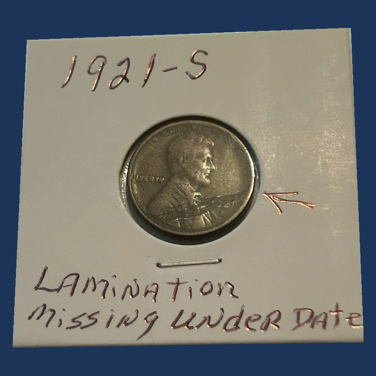 1921 Wheat Penny: Lamination / Split Planchet