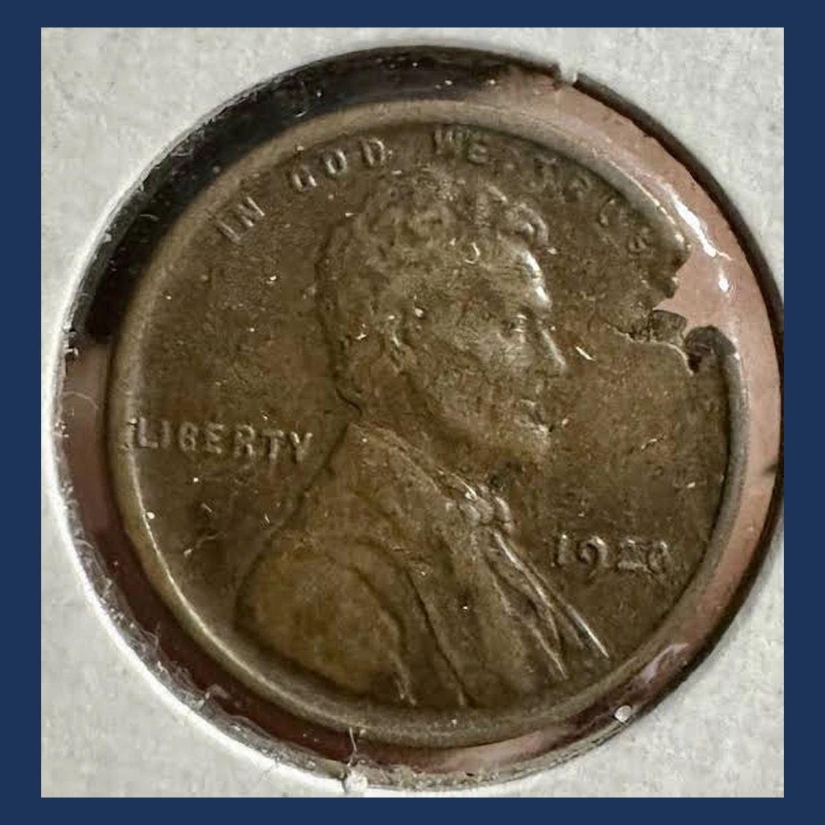 1920 Lincoln Cent (Wheat Reverse): Planchet Crack
