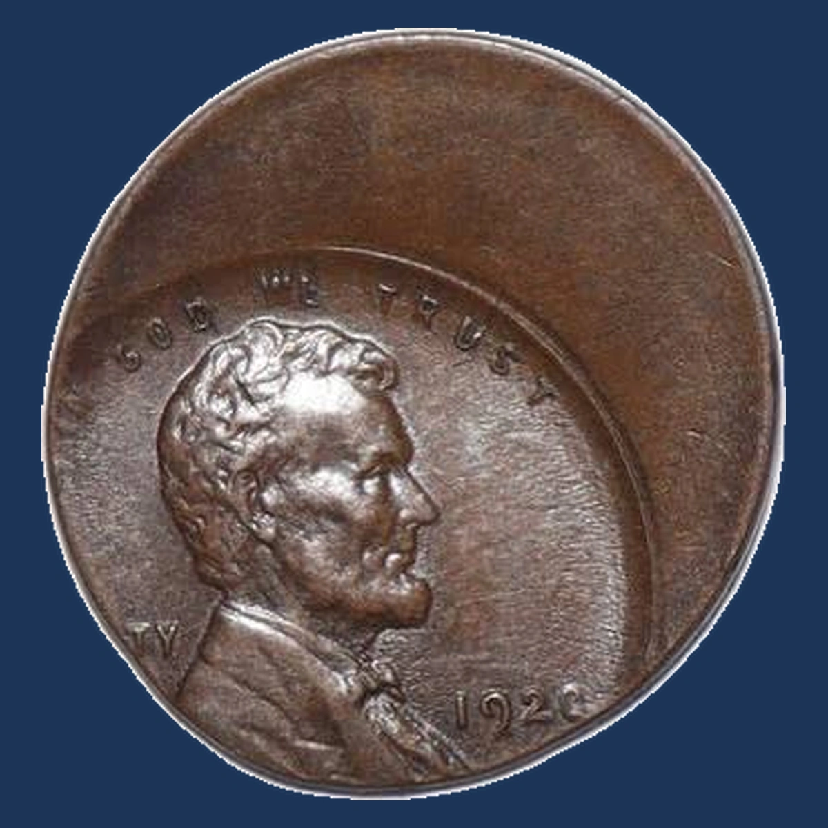 1920 Lincoln Cent (Wheat Reverse): off-center strike