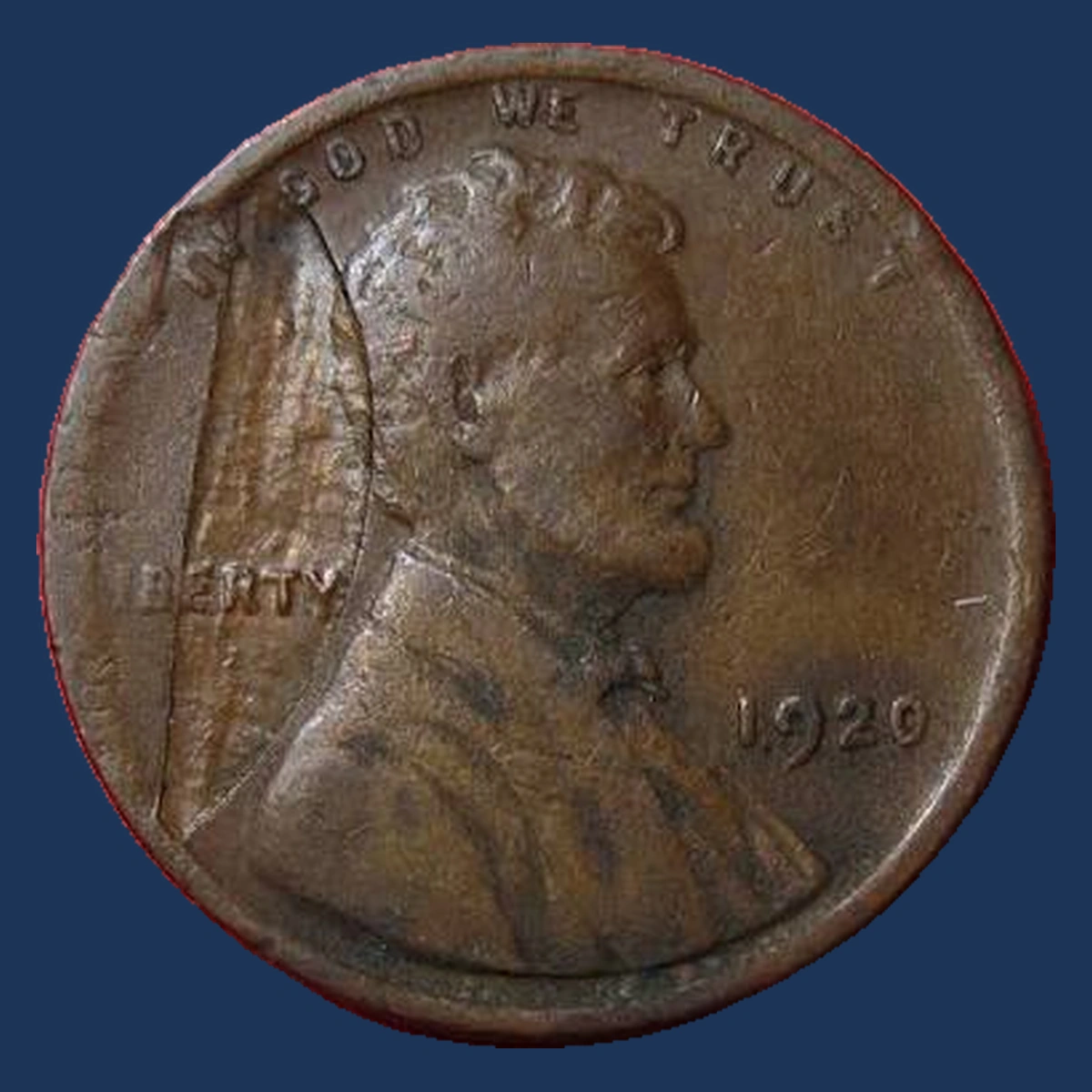1920 Lincoln Cent (Wheat Reverse): Struck Through