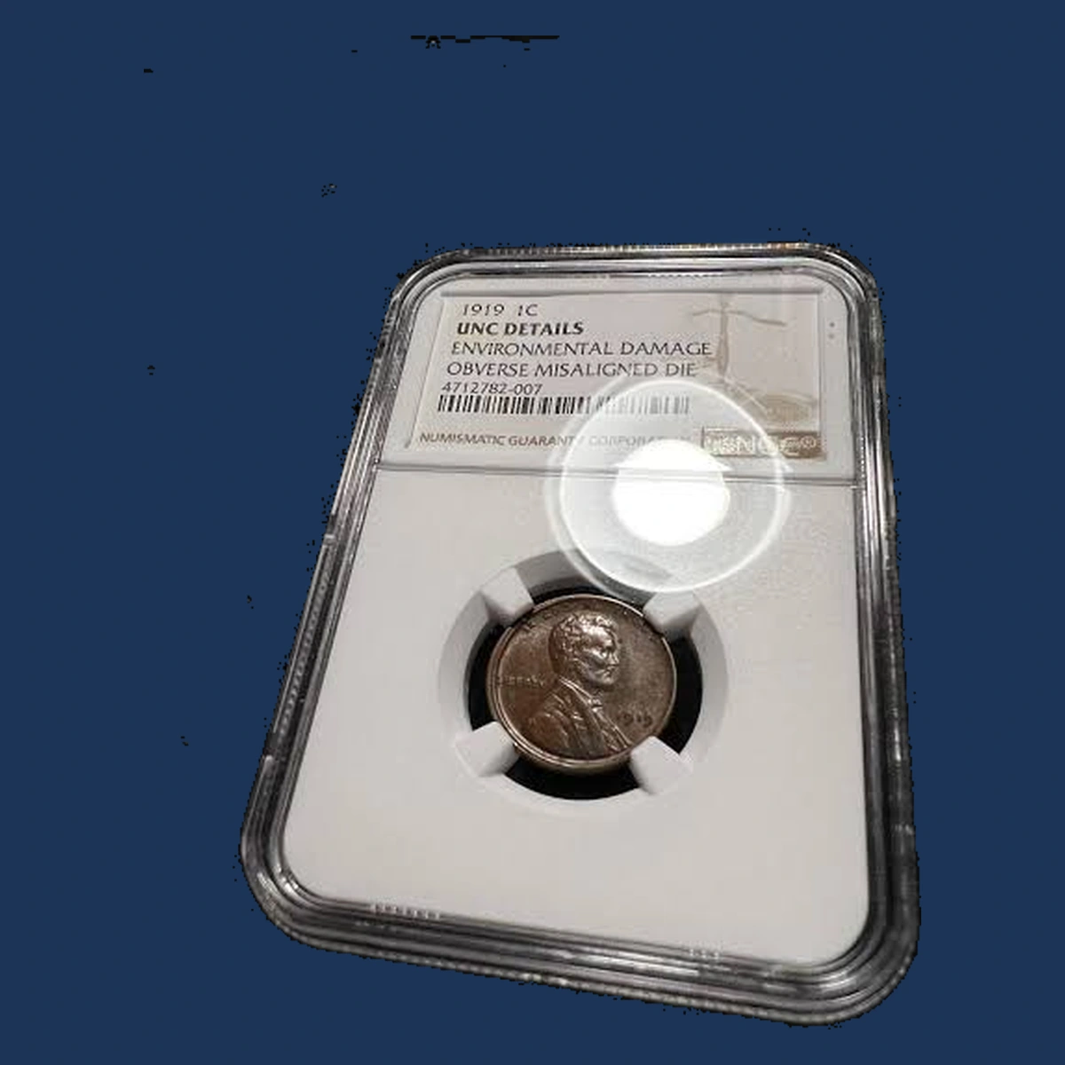 1919 Lincoln Cent (Wheat Reverse): Misaligned Die