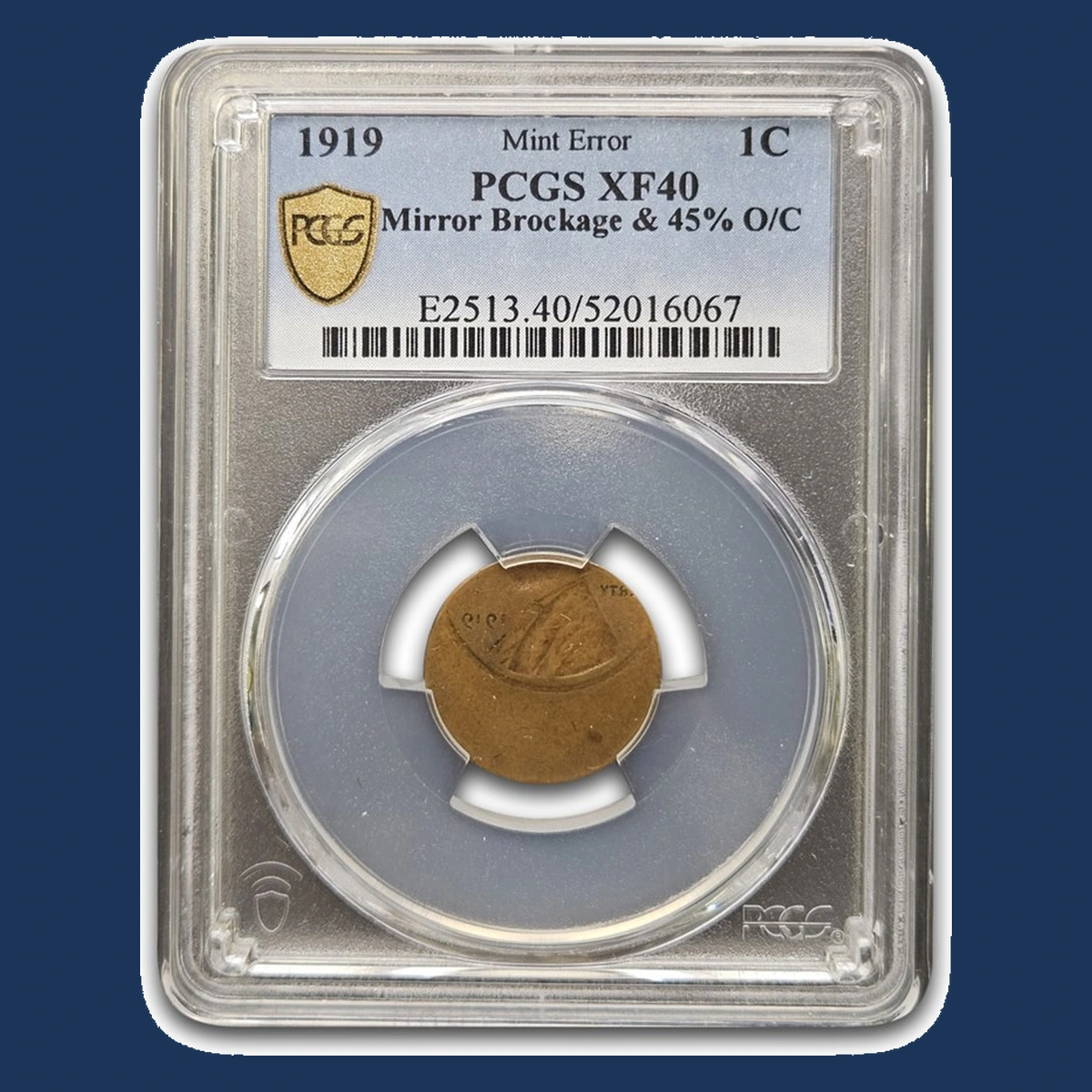 1919 Lincoln Cent (Wheat Reverse): Brockage
