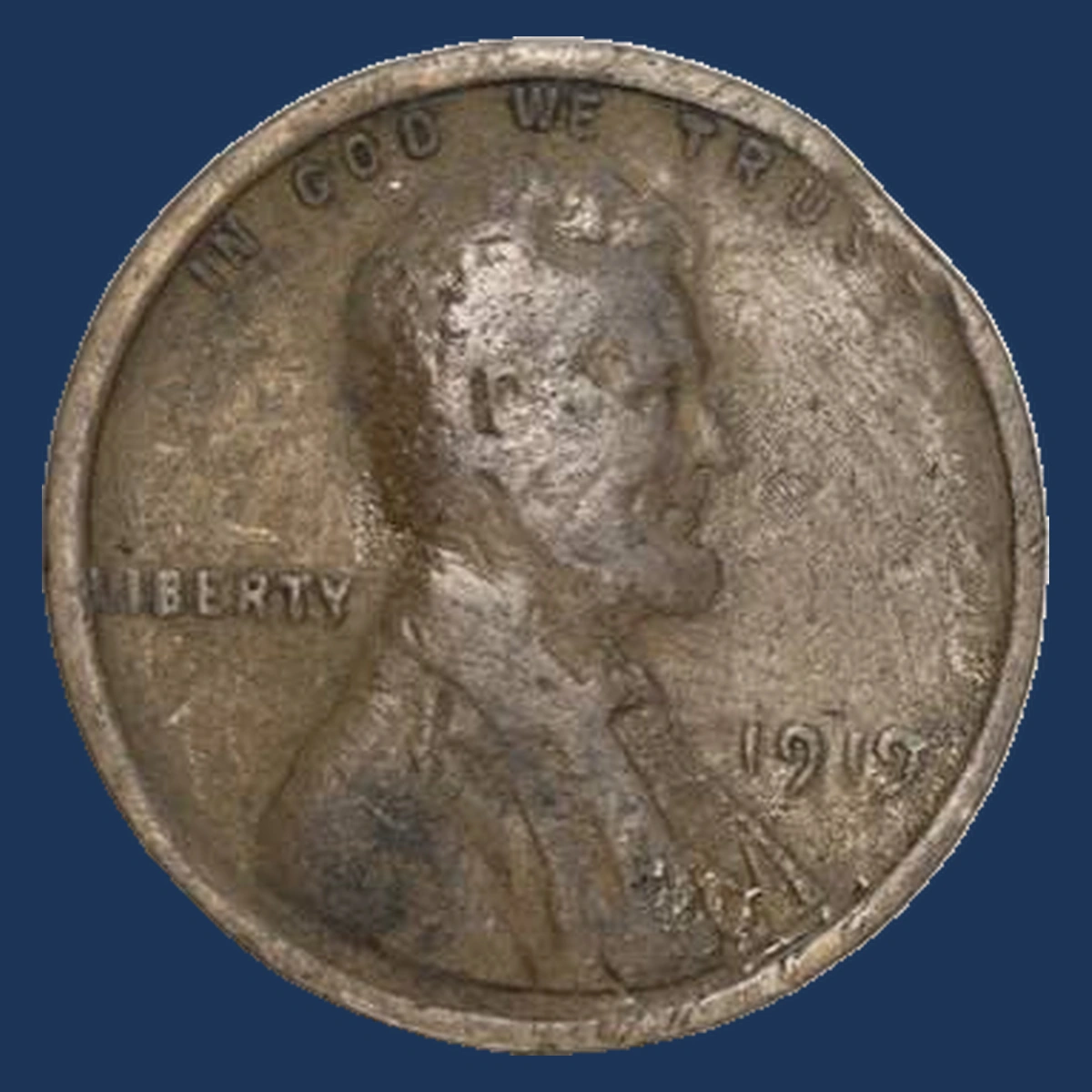 1919 Lincoln Cent (Wheat Reverse): Clipped Planchet