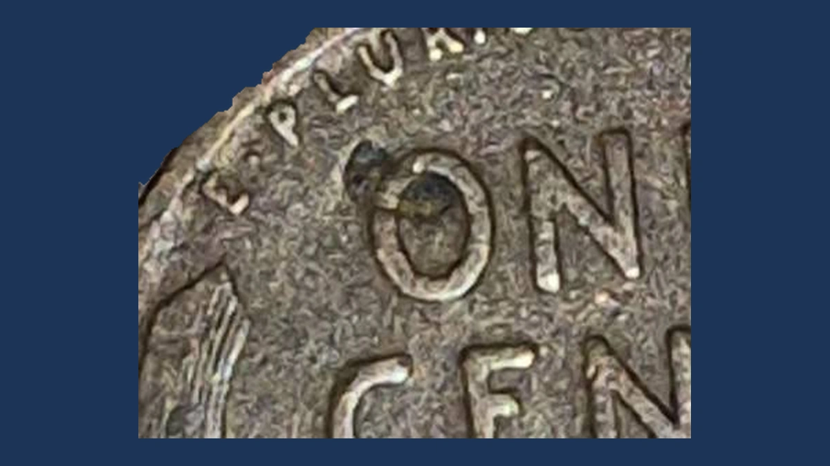 1919 Lincoln Cent (Wheat Reverse): reverse strike-through