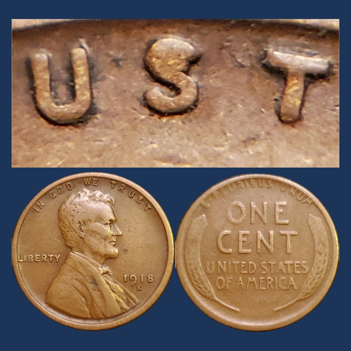 1918 Wheat Penny: Die Crack / Die Chip