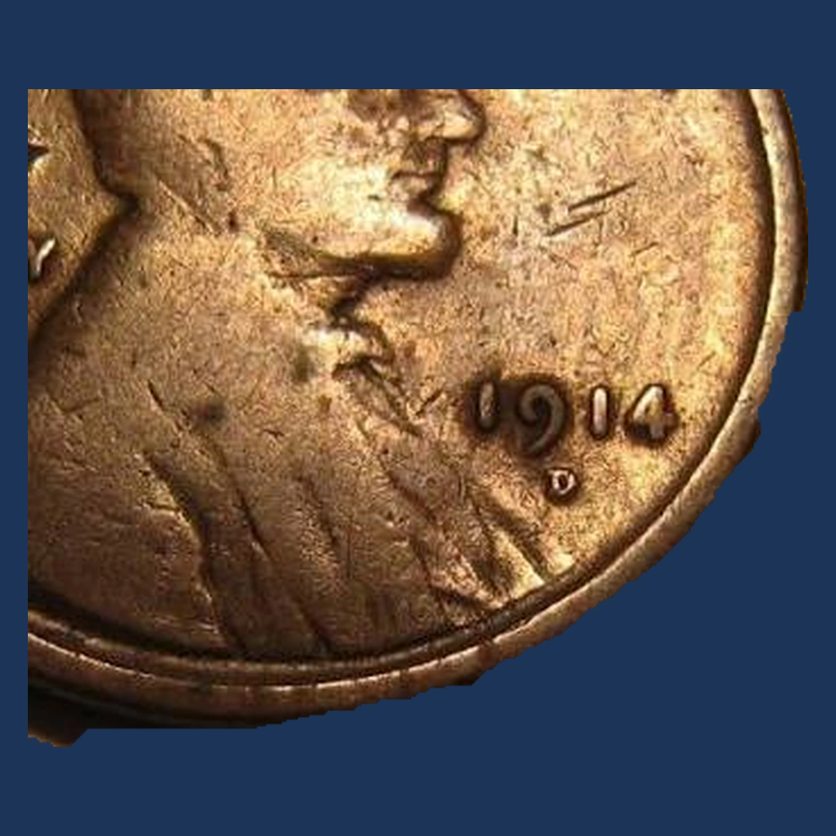 1914 Wheat Penny: Die Crack / Die Chip