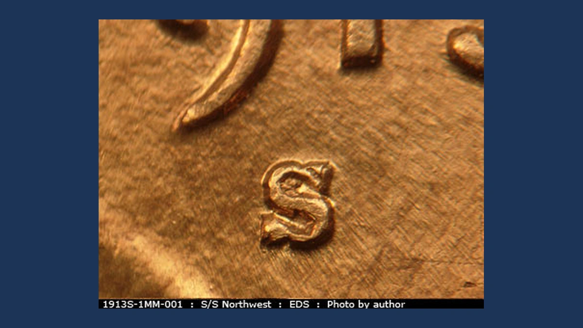 1913 Wheat Penny: Repunched Mintmark