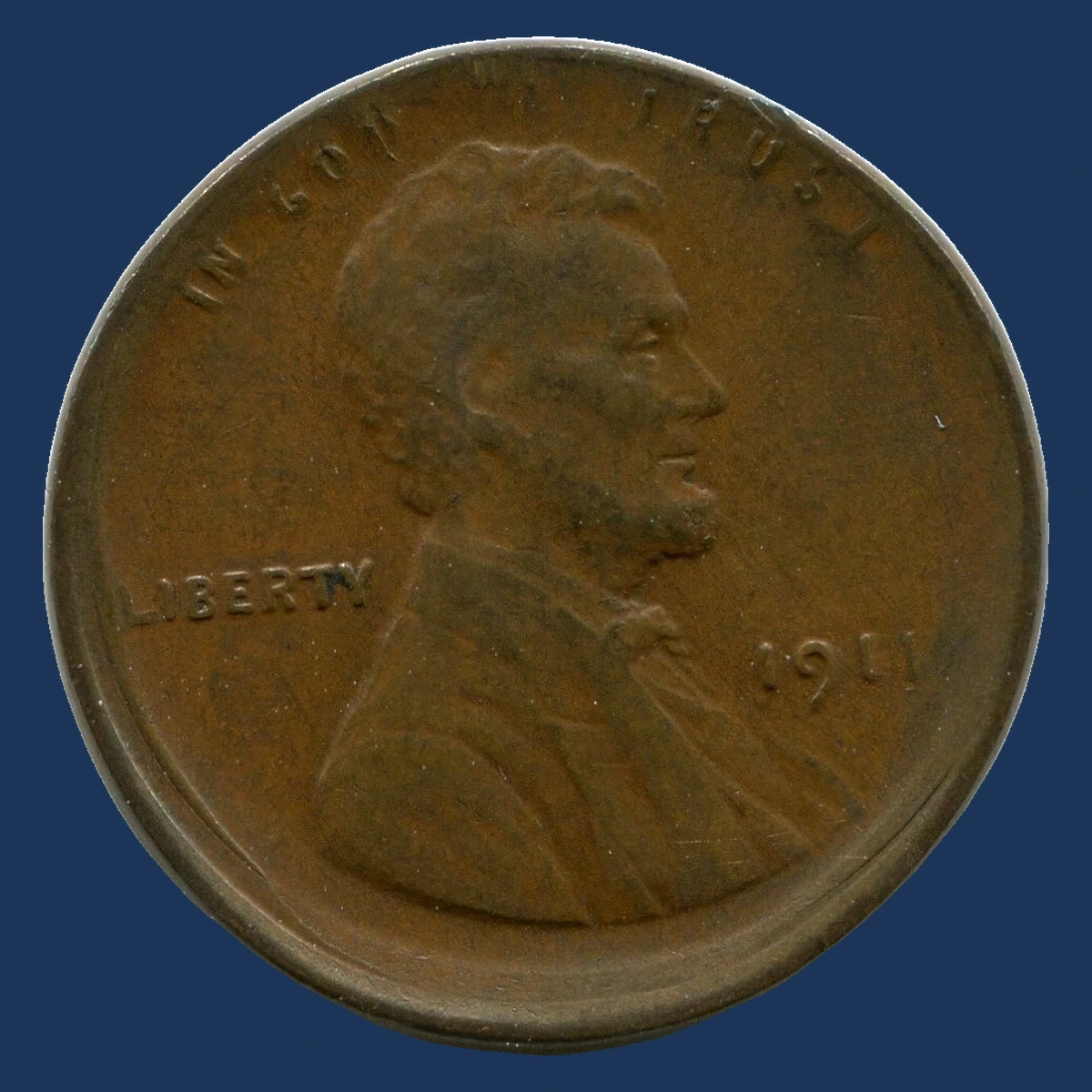 1911 Lincoln Cent (Wheat Reverse): off-center strike