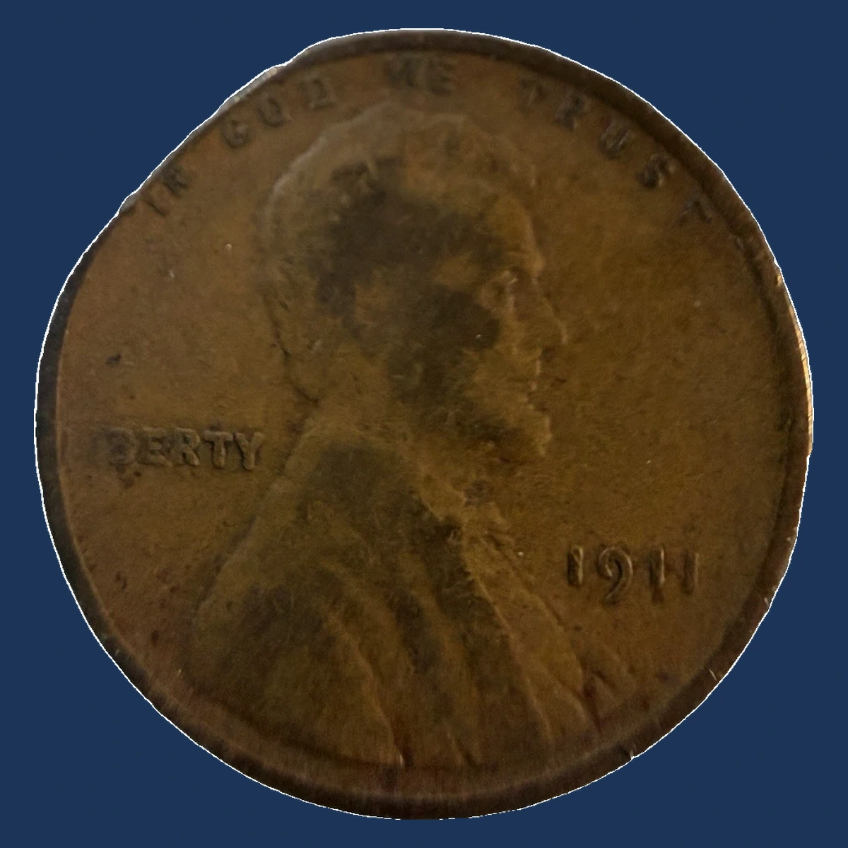 1911 Lincoln Cent (Wheat Reverse): Clipped Planchet