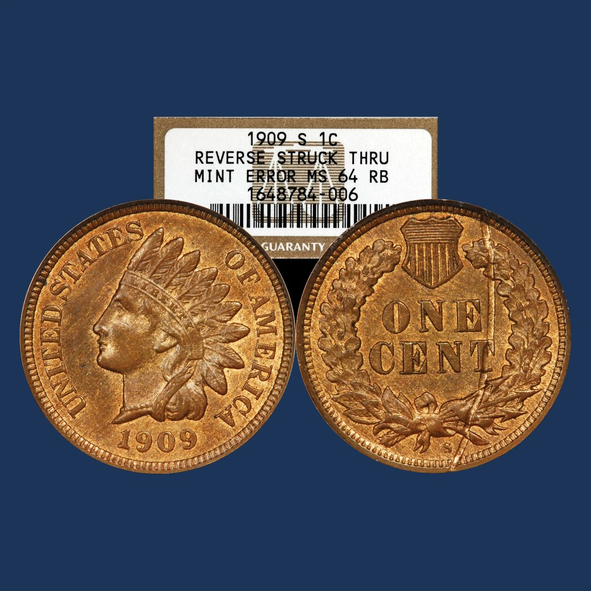 1909 Indian Cent: Struck Through