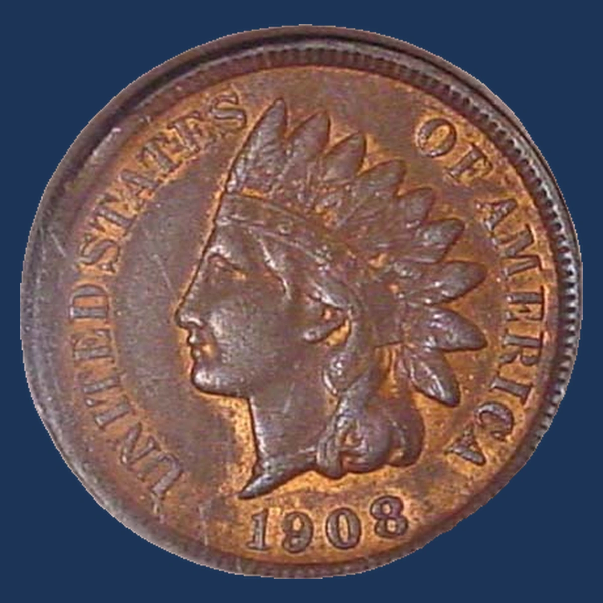 1908 Indian Cent: Clipped Planchet