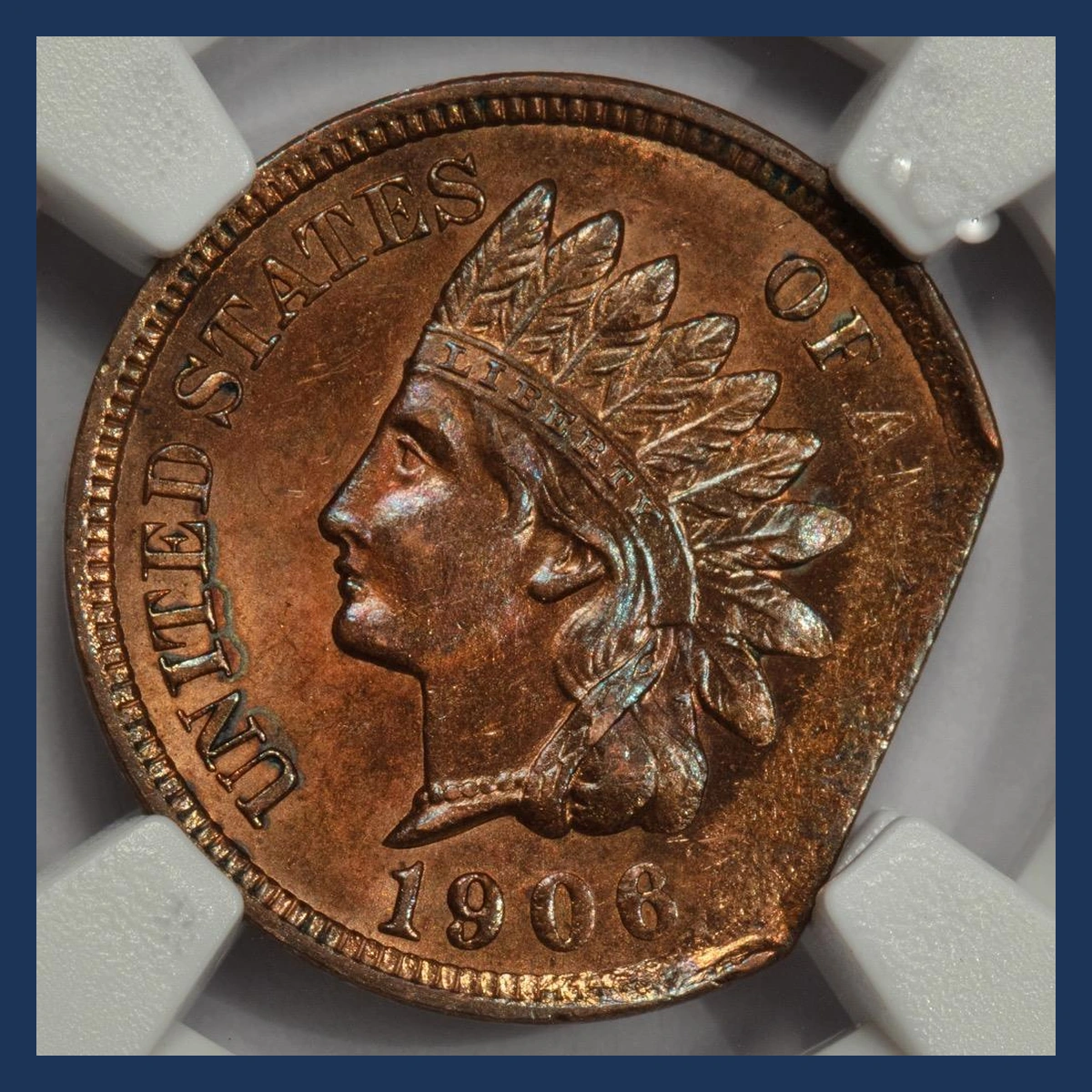 1906 Indian Cent: Clipped Planchet