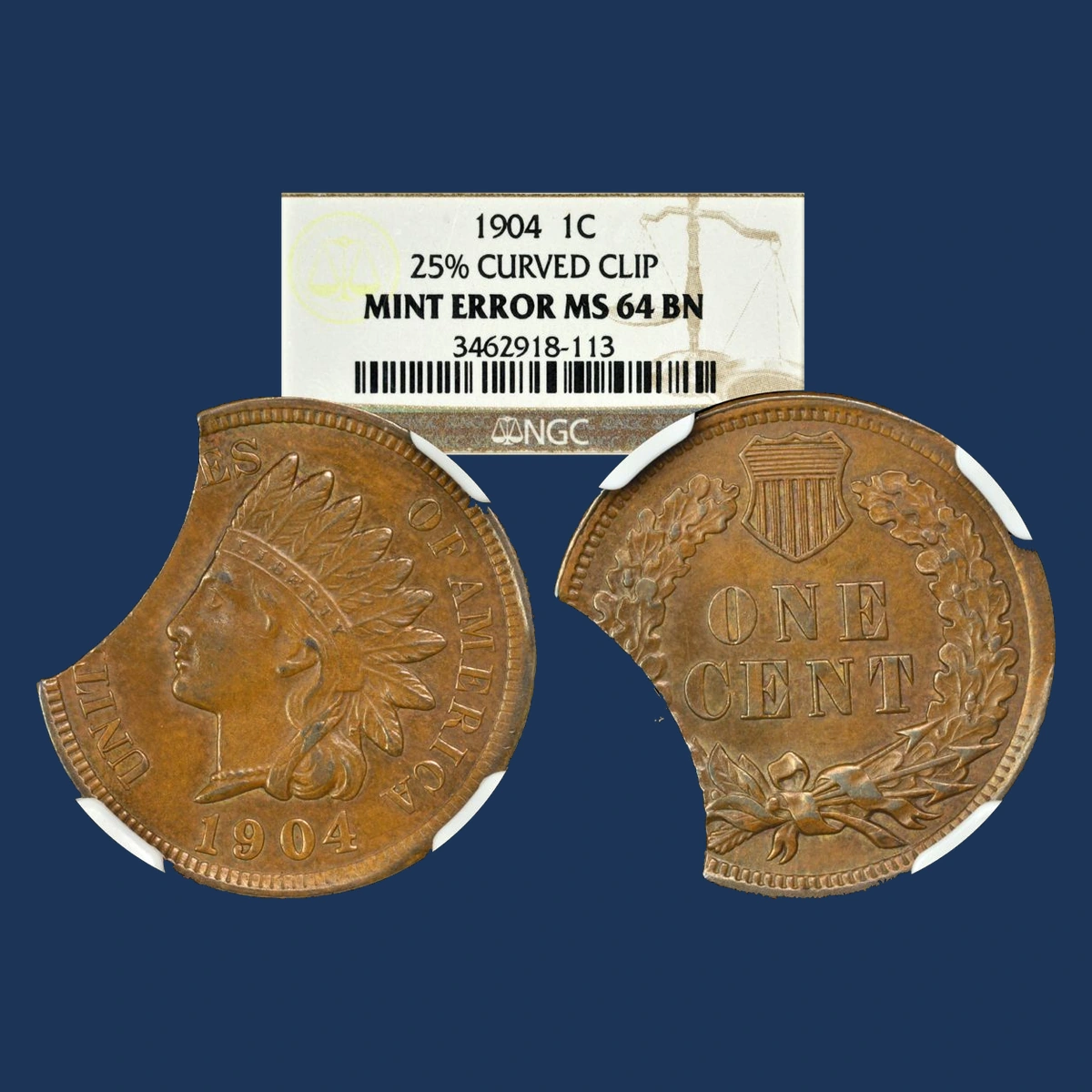 1904 Indian Head Penny: Clipped Planchet