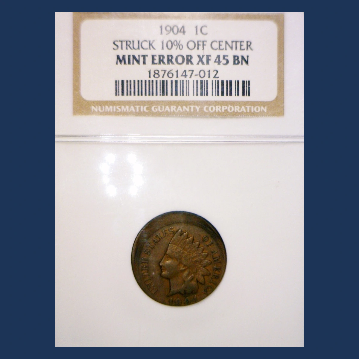 1904 Indian Head Penny: Off-Center Strike