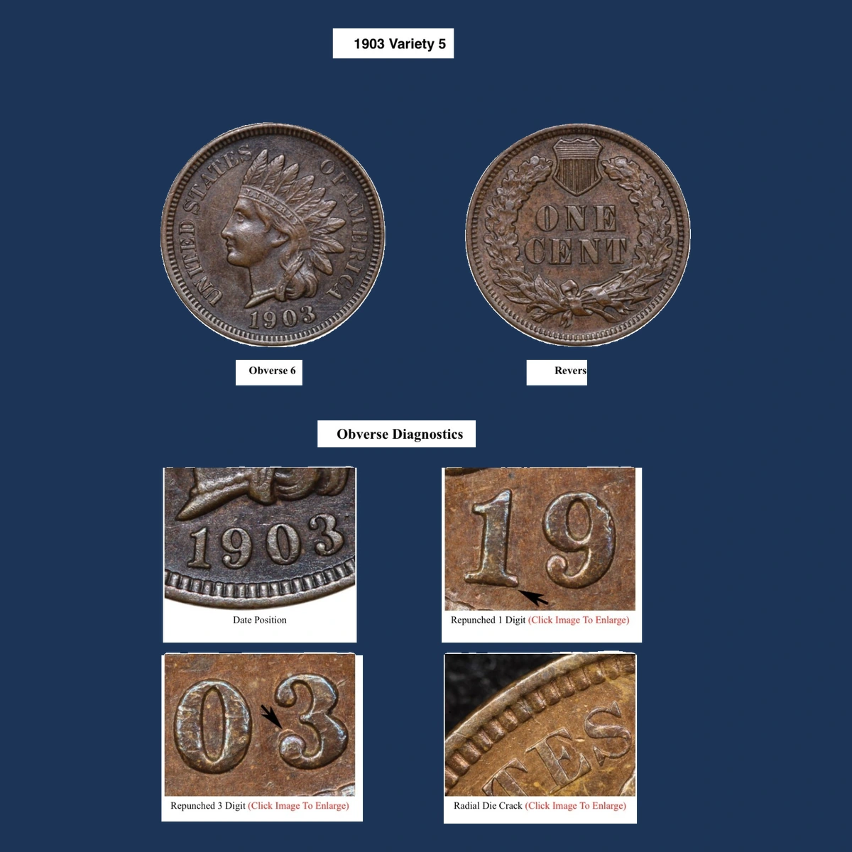 1903 Indian Head Penny: Repunched Date