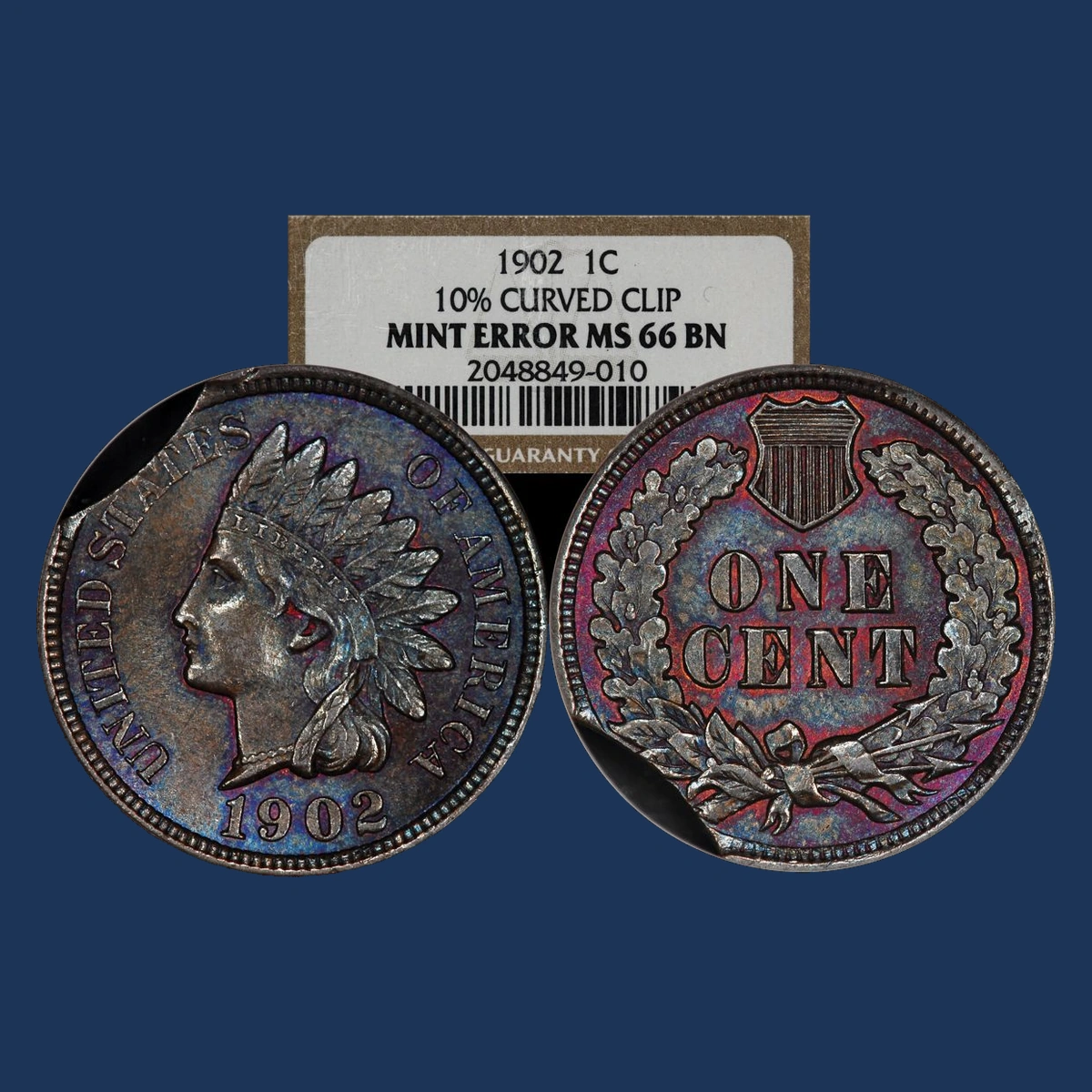 1902 Indian Head Penny: Clipped Planchet