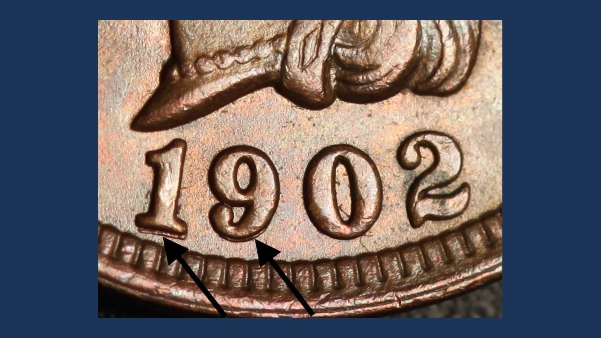 1902 Indian Head Penny: Repunched Date