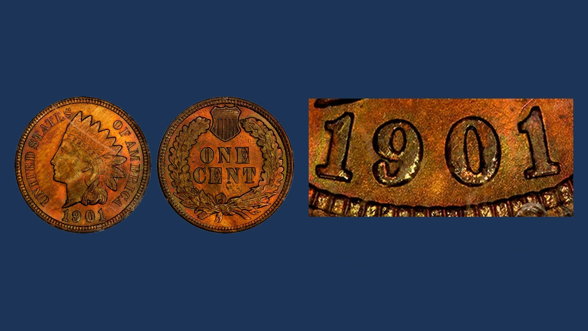 1901 Indian Head Penny: Repunched Date