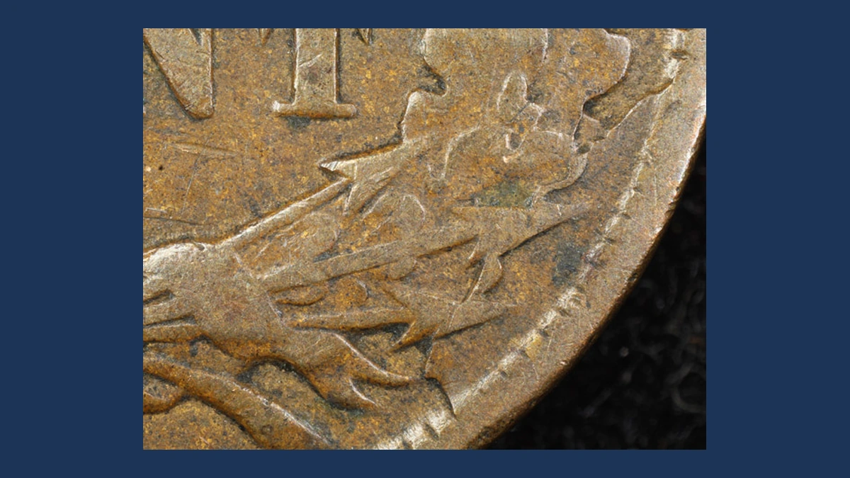 1896 Indian Head Penny: Die Break / Cud
