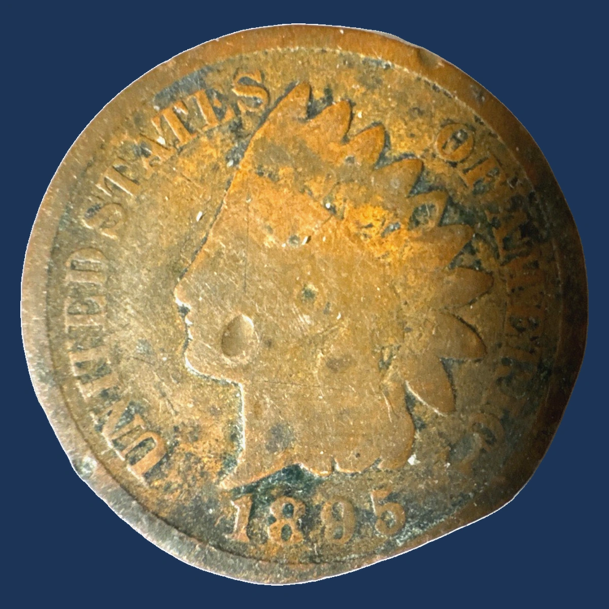 1895 Indian Cent: Clipped Planchet