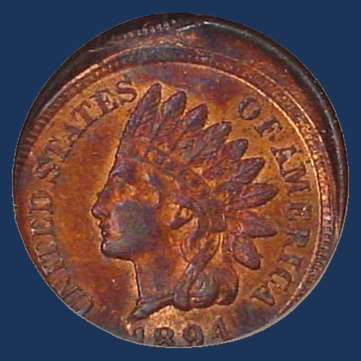 1894 Indian Cent: two off-center strikes