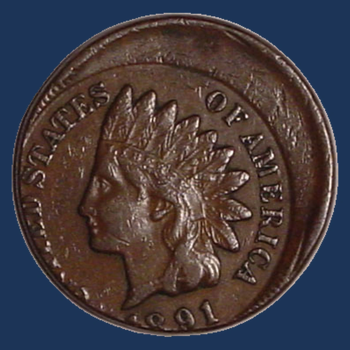 1891 Indian Cent: Off Center Strike
