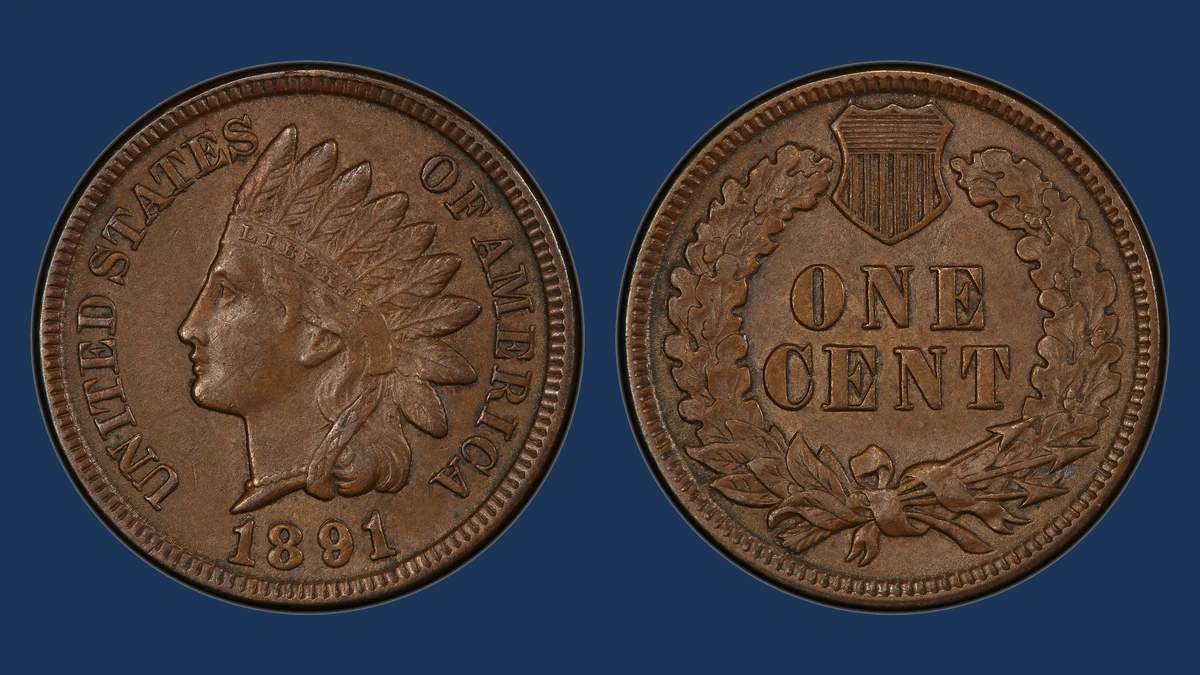 1891 Indian Head Penny: Repunched Date