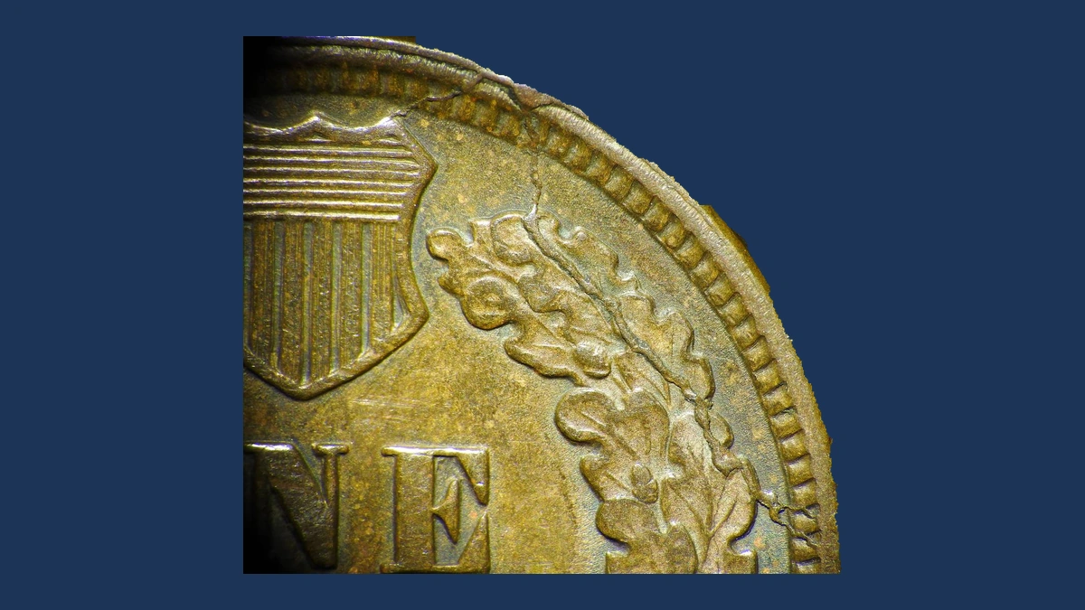 1890 Indian Head Penny: Die Break / Cud