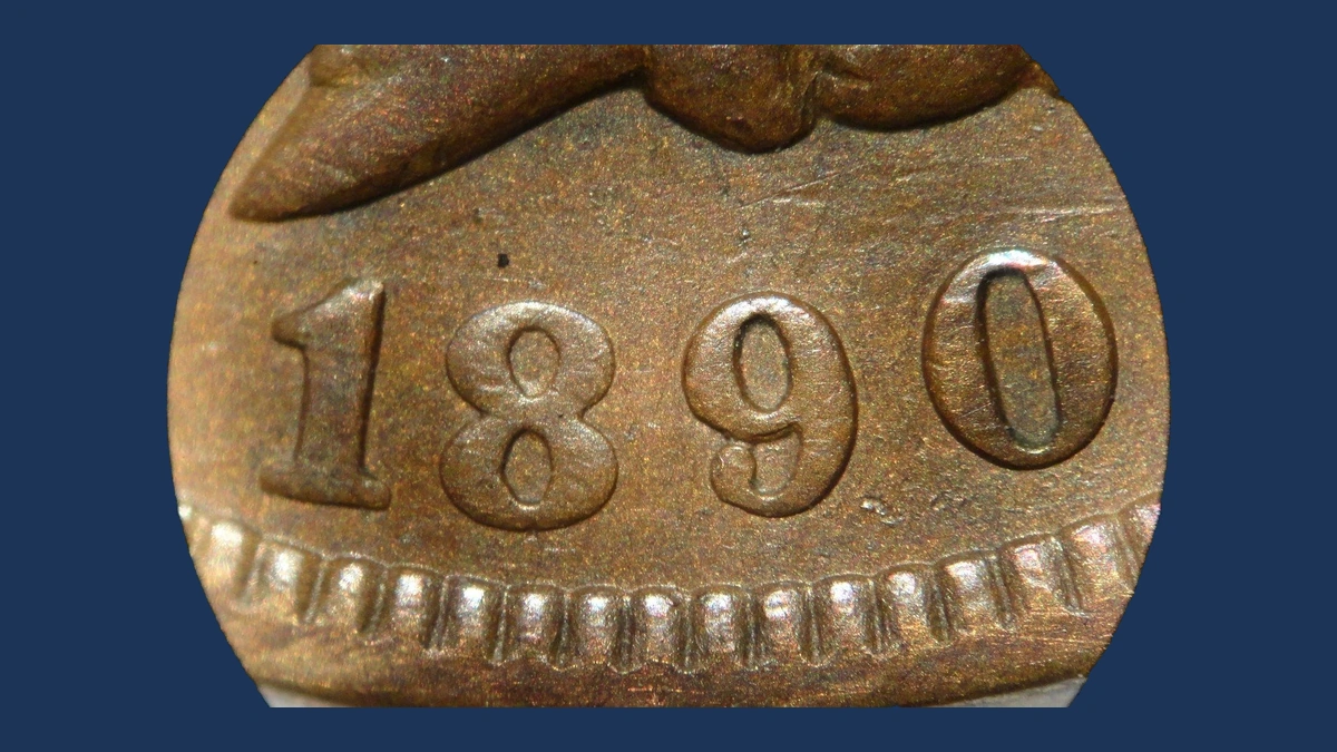 1890 Indian Head Penny: Repunched Date