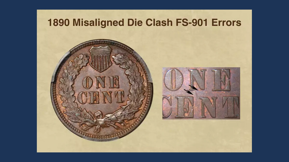 1890 Indian Head Penny: Clashed Dies