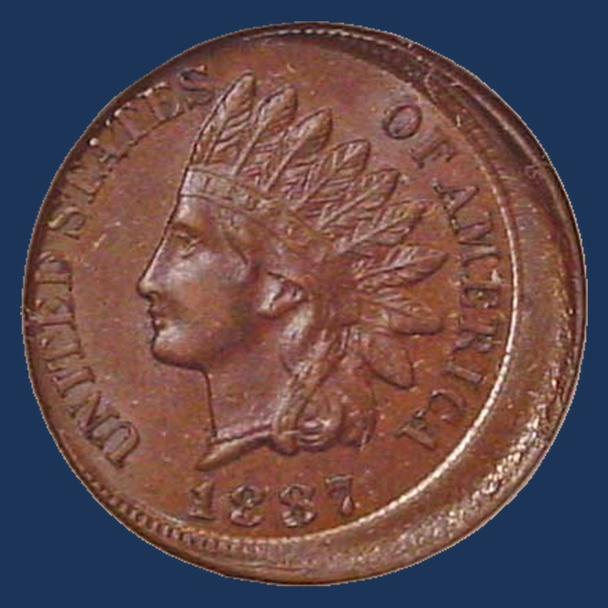 1887 Indian Cent: off-center strike