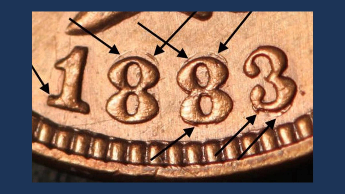 1883 Indian Head Penny: Repunched Date