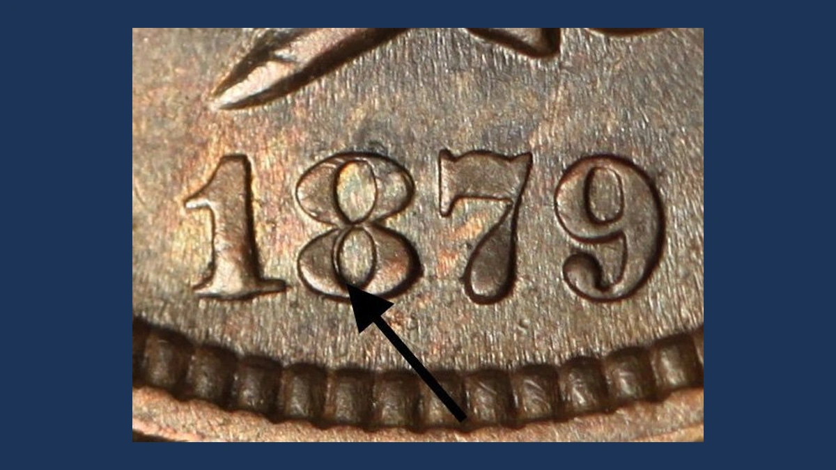 1879 Indian Head Penny: Repunched Date