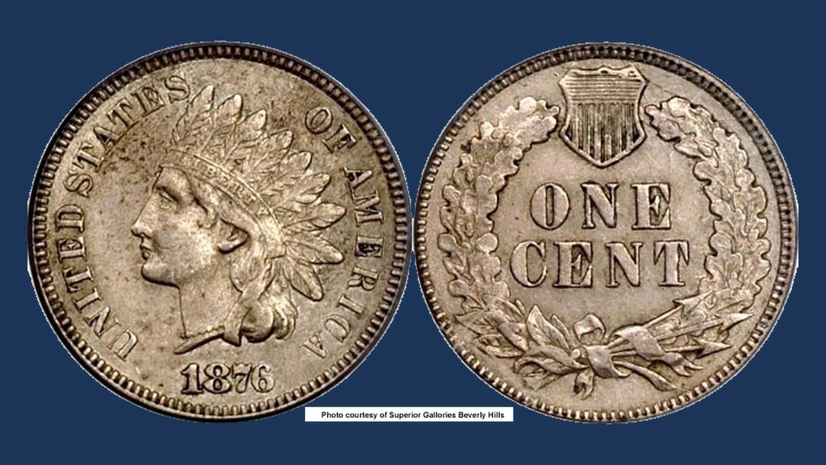 1876 Indian Cent nickel strike: wrong-planchet candidate; pattern/error attribution disputed
