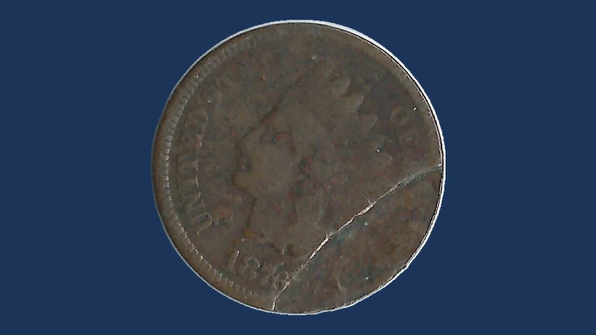 1876 Indian Cent: partial split planchet
