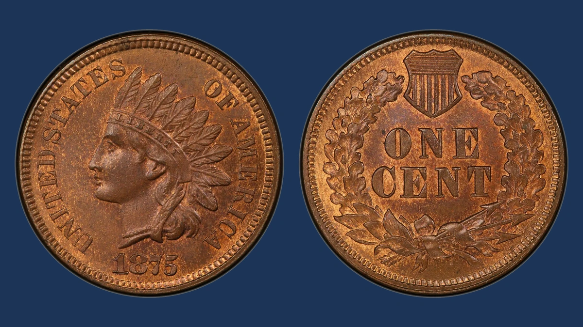 1875 Indian Head Penny: Repunched Date
