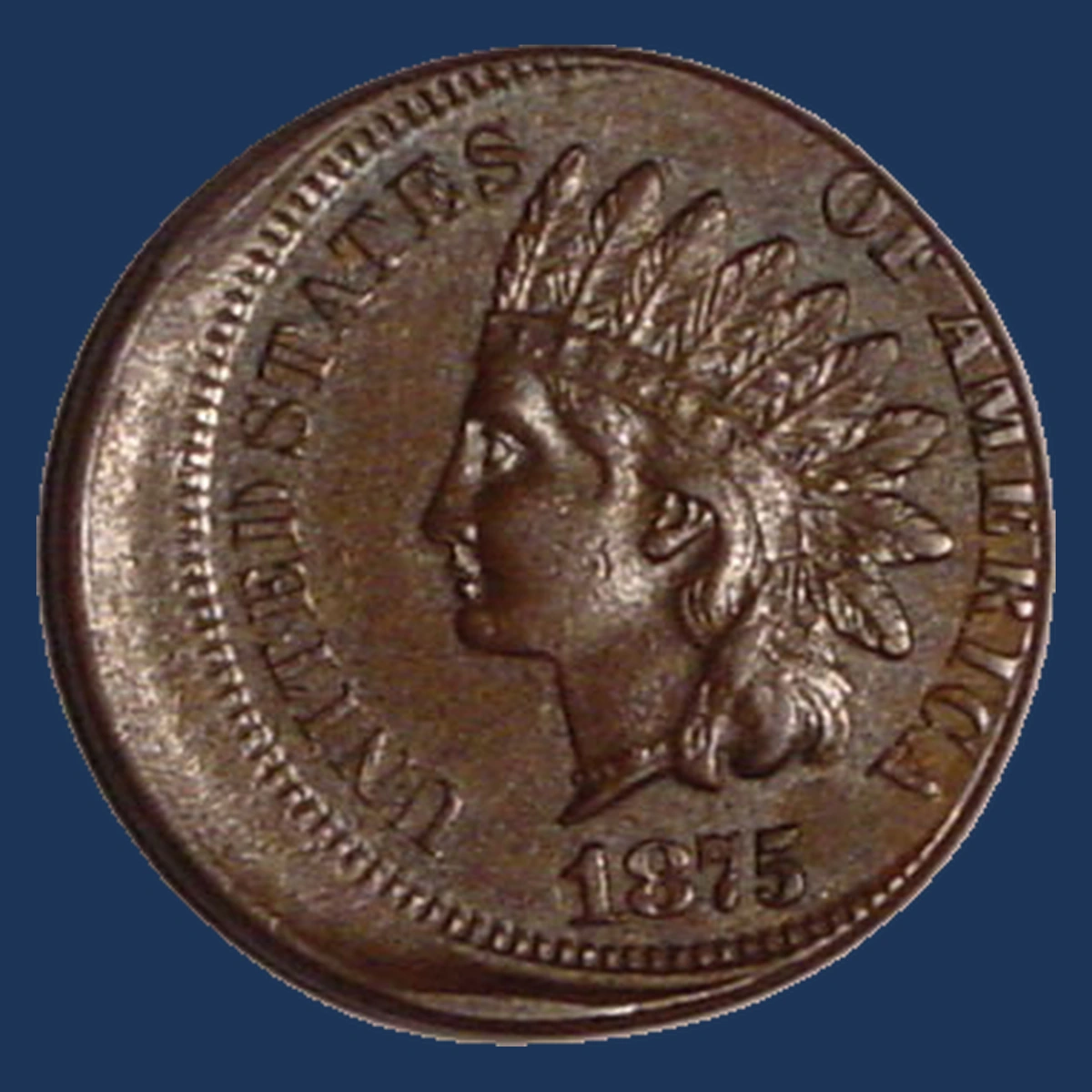 1875 Indian Cent: Off Center Strike