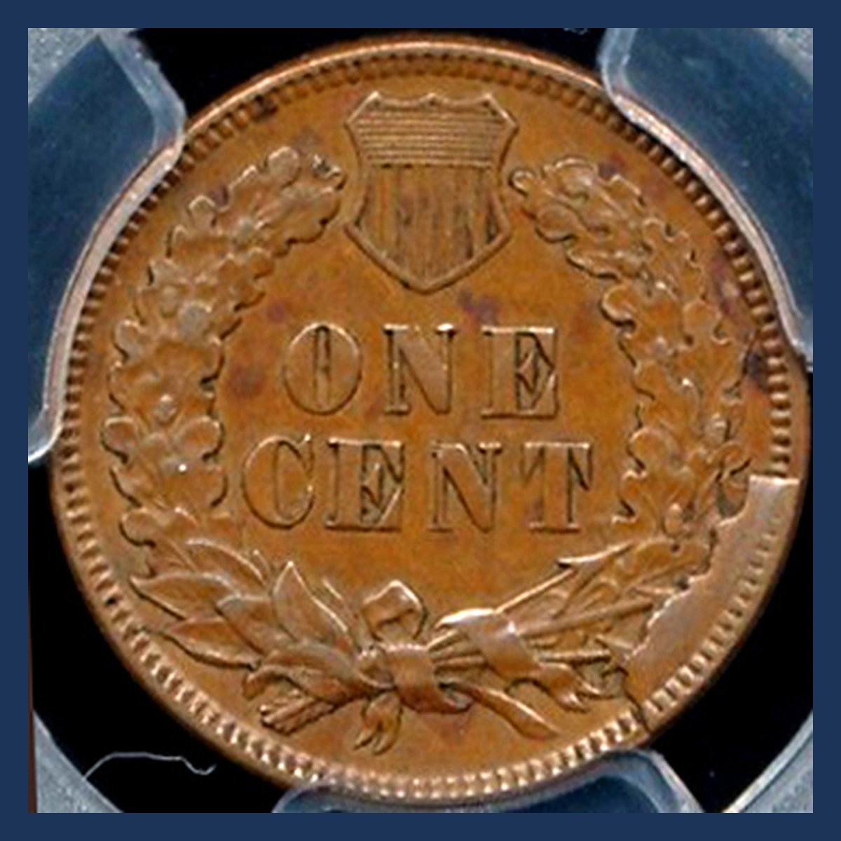 1875 Indian Head Penny: Die Break / Cud