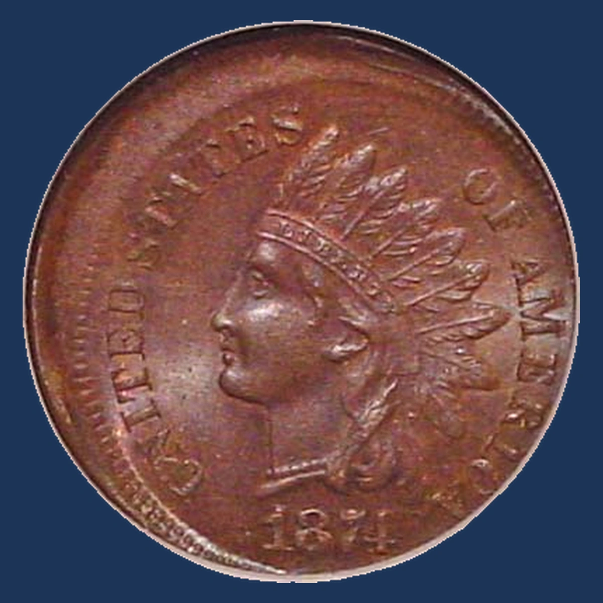1874 Indian Cent: Off Center Strike