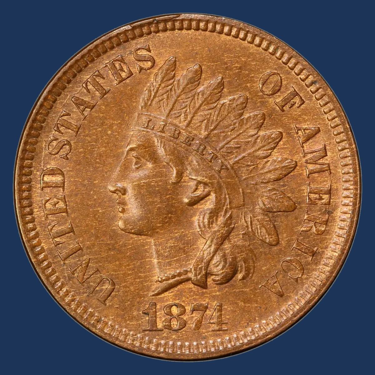 1874 Indian Head Penny: Doubled Die Obverse