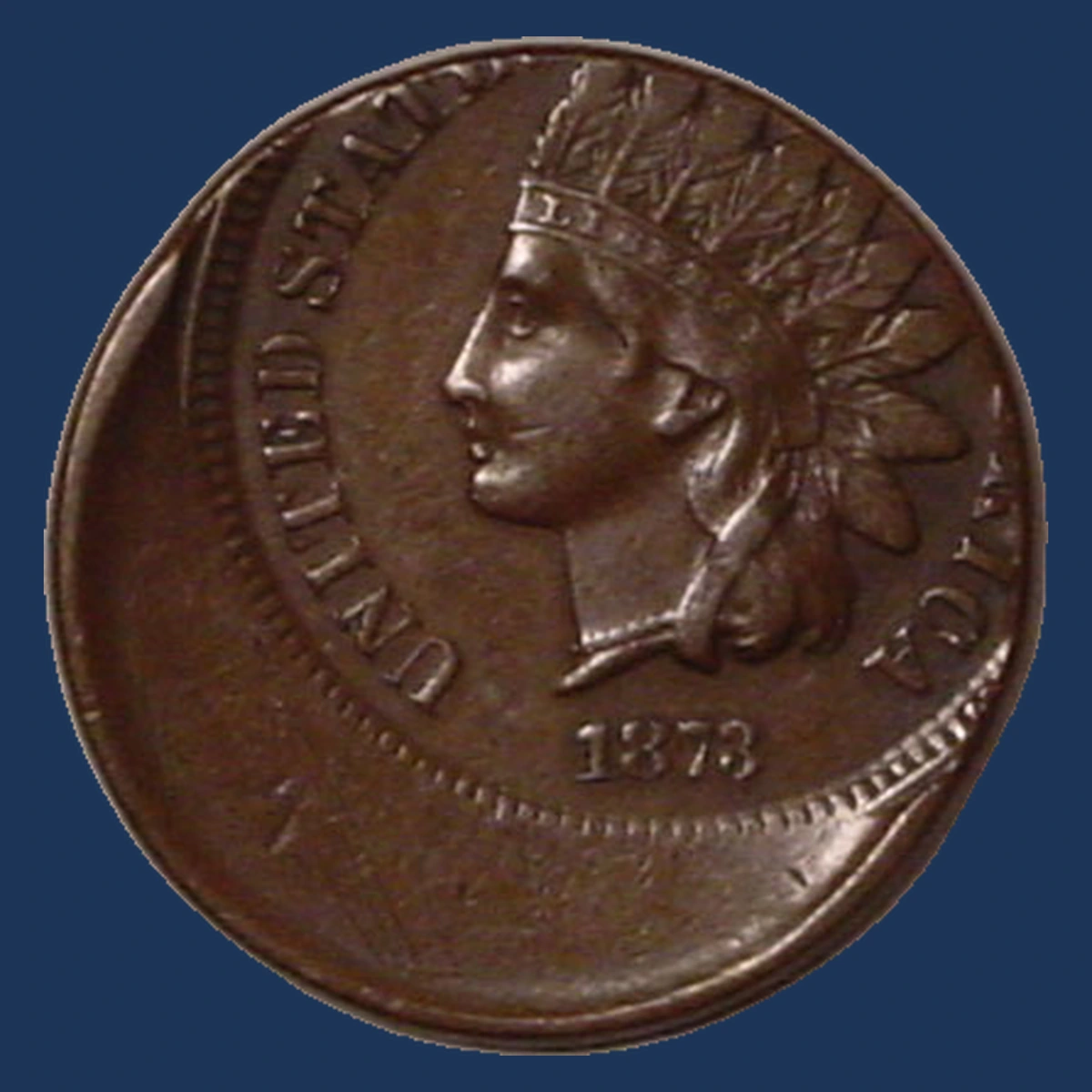 1873 Indian Cent: Off Center Strike