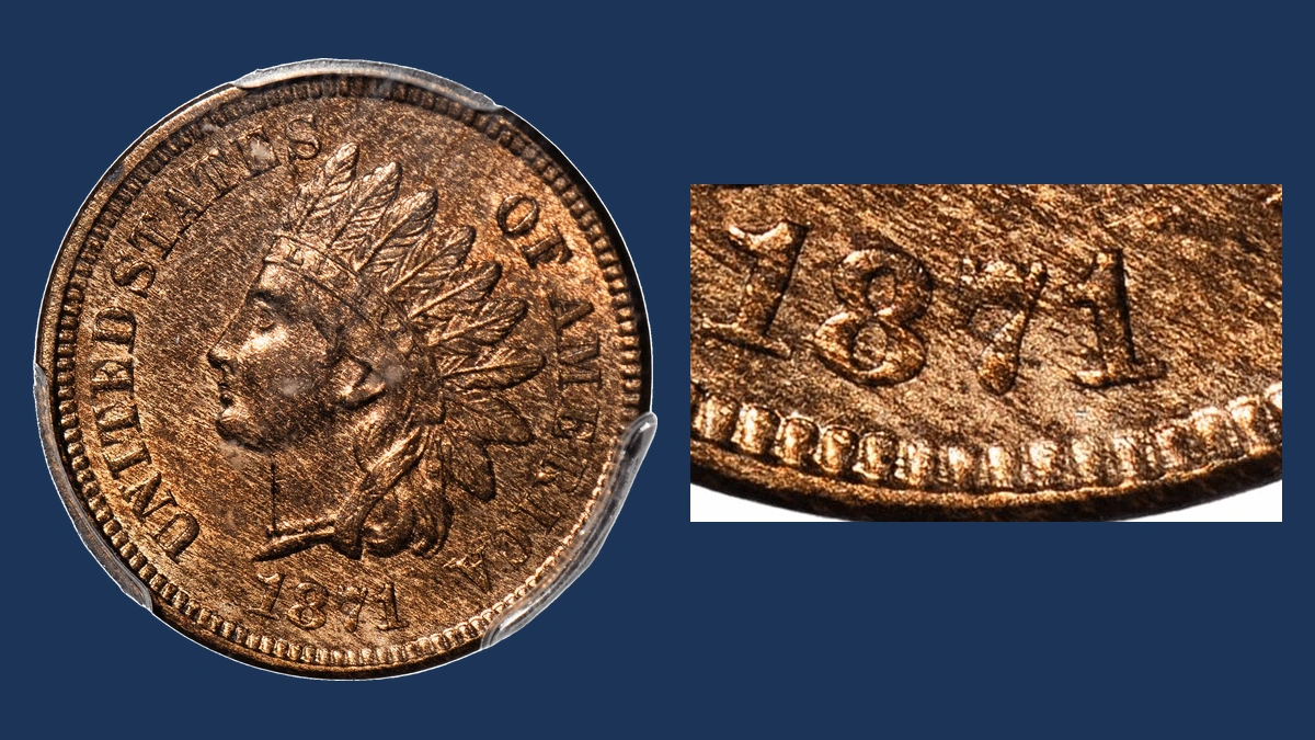 1871 Indian Head Penny: Repunched Date