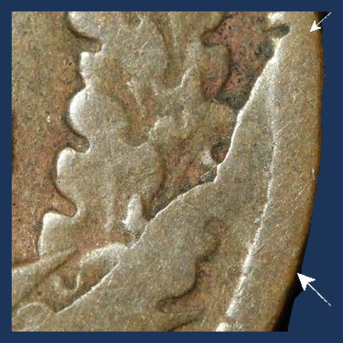 1869 Indian Head Penny: Die Break / Cud
