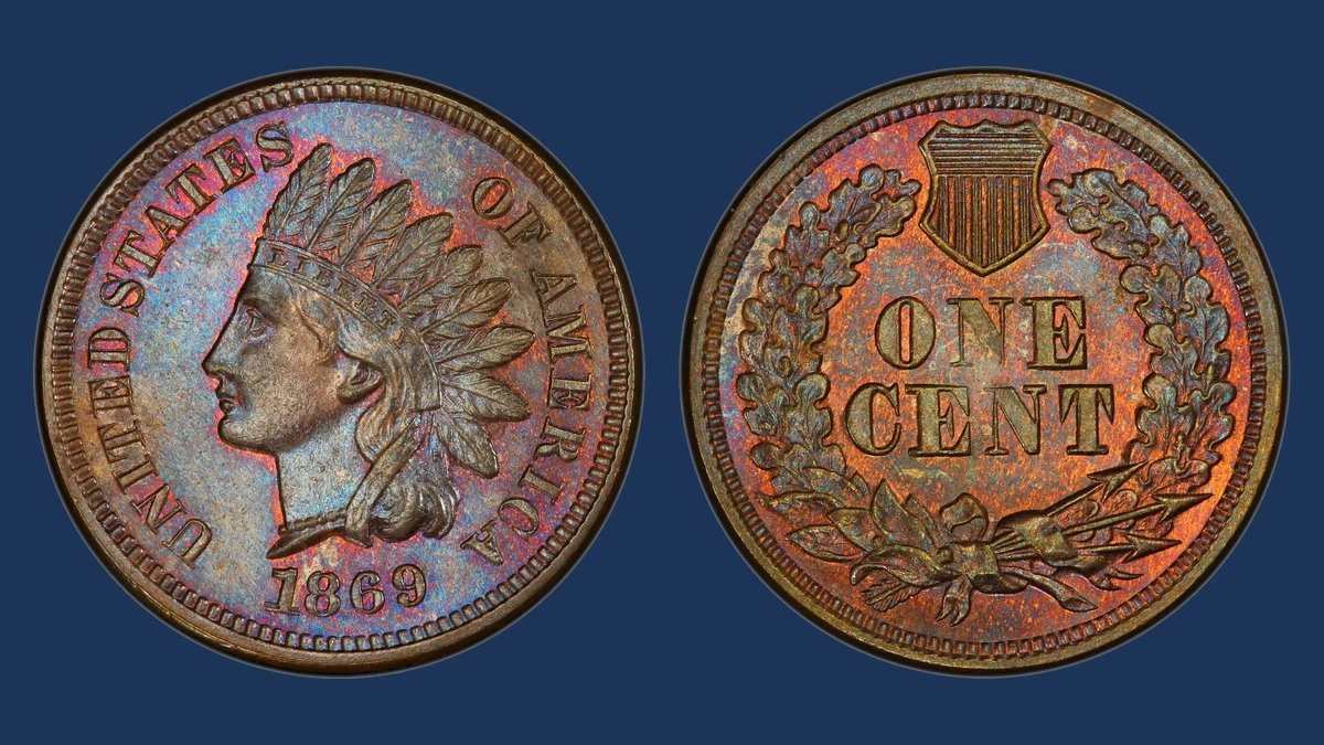 1869 Indian Head Penny: Repunched Date