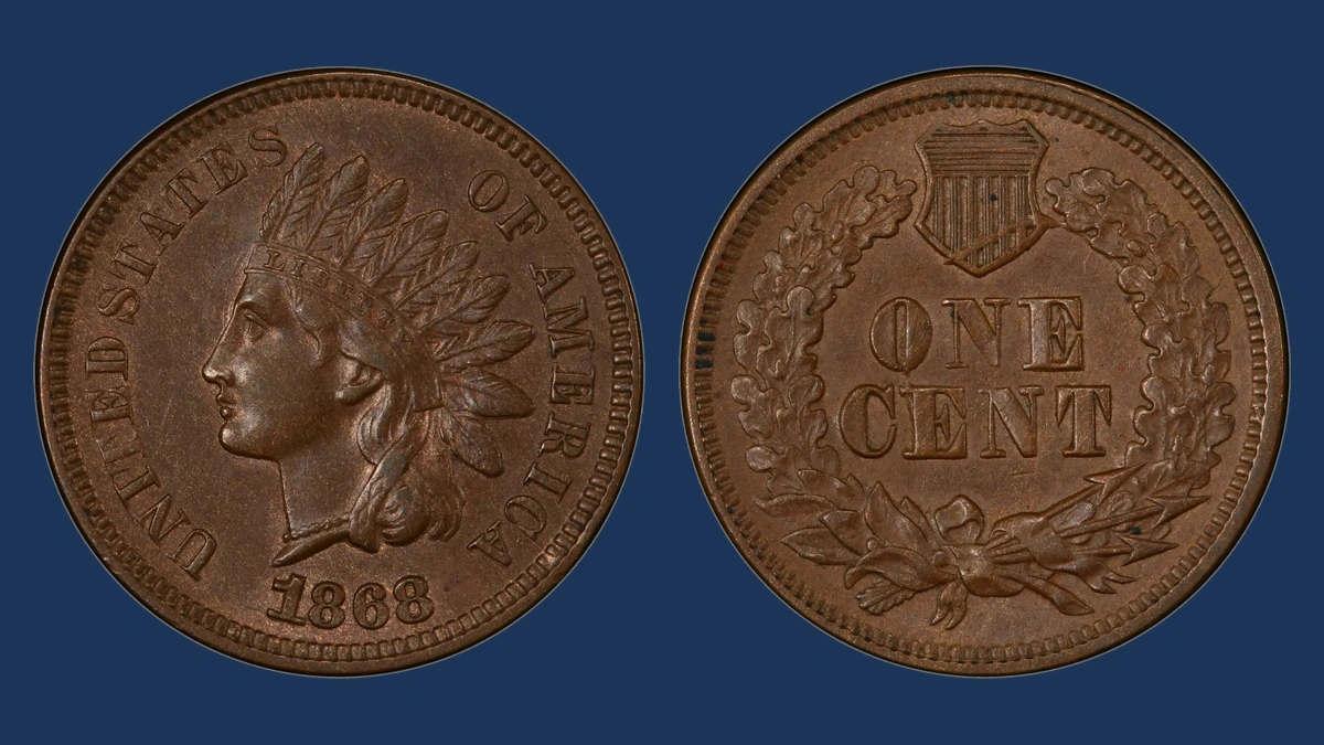 1868 Indian Head Penny: Repunched Date