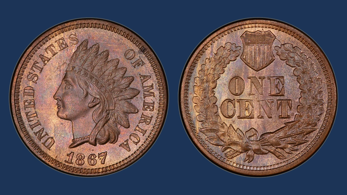 1867 Indian Head Penny: Repunched Date